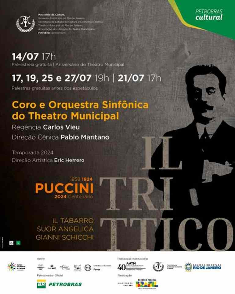 No aniversário de 115 anos, o Theatro Municipal do Rio de Janeiro apresenta IL TRITTICO, de Puccini